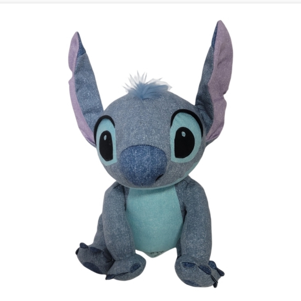 Disney Parks denim Stitch plush stuffed animal  12" *